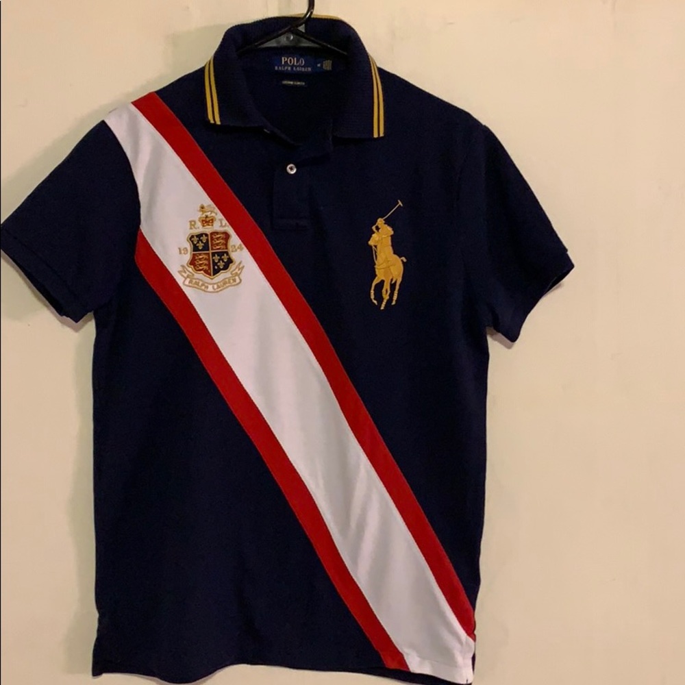 RALPH LAUREN POLO blue multi color shirt size M.